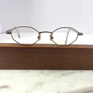 Vintage Safilo Octagon Metal Frame‎ Eyeglasses Clear Lenses Unisex Gold Tone